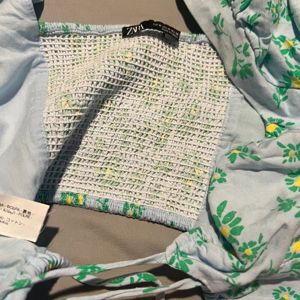 NWT Zara DAISY Floral LINEN BLEND CROP TOP Floral‎ Summer Bra Bralette Festival - Picture 10 of 10